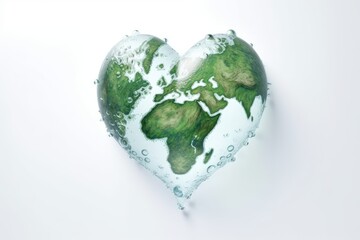 Planet Earth in shape of heart. Earth Day or sustainable concept. AI Generated.