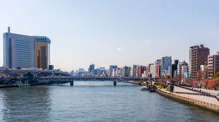 Tokyo Cityscape with Sumida River in Tokyo, Japan