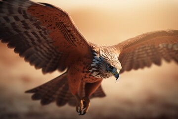 A detailed illustration of a bird of prey in flight, Generative AI - obrazy, fototapety, plakaty