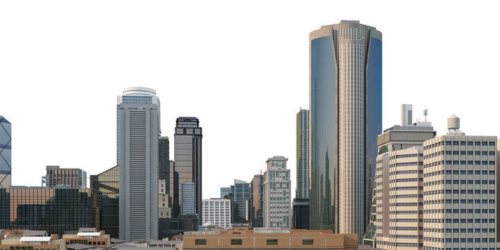 Panorama View High-rise Buildings On a transparent background