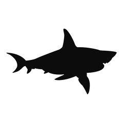 Shark silhouette. Black shark illustration.