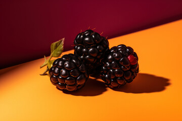 Blackberry, Bright colorful background, generative ai, Fresh tasty fruit