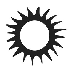 Black and white sun clipart. Sun silhouette illustration.