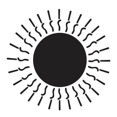Black and white sun clipart. Sun silhouette illustration.