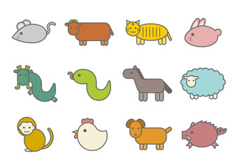 十二支のアイコンイラストセット