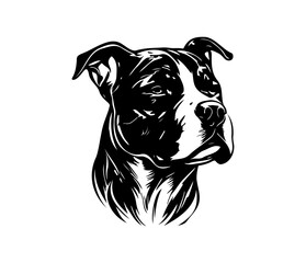 american pit bull terrier, american pit bull terrier Dog Face SVG, black and white american pit bull terrier vector