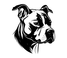 american pit bull terrier, american pit bull terrier Dog Face SVG, black and white american pit bull terrier vector