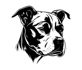 american pit bull terrier, american pit bull terrier Dog Face SVG, black and white american pit bull terrier vector