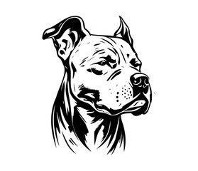 american pit bull terrier, american pit bull terrier Dog Face SVG, black and white american pit bull terrier vector