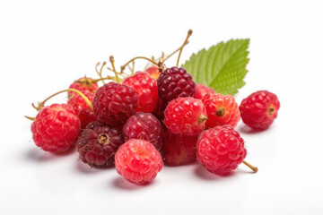Raspberry, Berries, white background, generative ai, Fresh tasty fruit