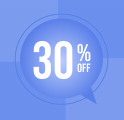 30 percent off Discount for big sales with ballon on  blue background