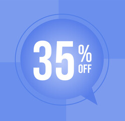 35 percent off Discount for big sales with ballon on  blue background