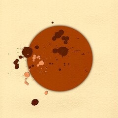 Watercolor.Mars is in the center of the picture.