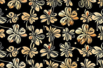 seamless pattern with flowers and dark paper wallpaper. AI Generated