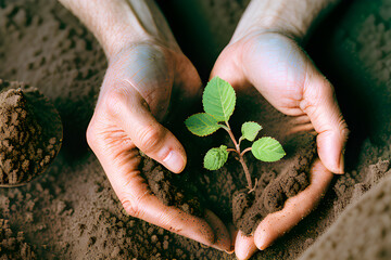 hand is holding the soil green peace generative AI