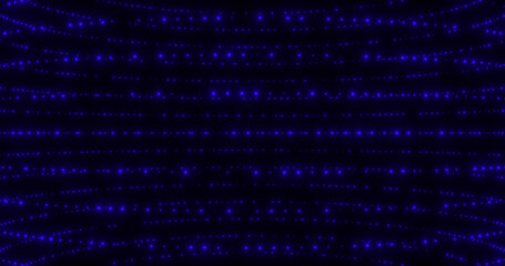 Blue particles abstract background. Beautiful futuristic glittering in space on black background.