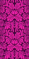 Purple pink abstract background with tropical palm leaves in Matisse style. Vector seamless pattern.
