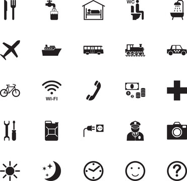 Travel and tourism icon set. Main symbols in flat style. Vector eps10.