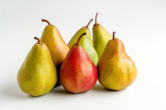Pears on a white isolated background, generative ai, Fresh tasty fruit