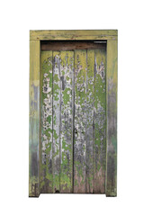 Vintage, grunge wooden door isolated on white background, Brazilian old door.