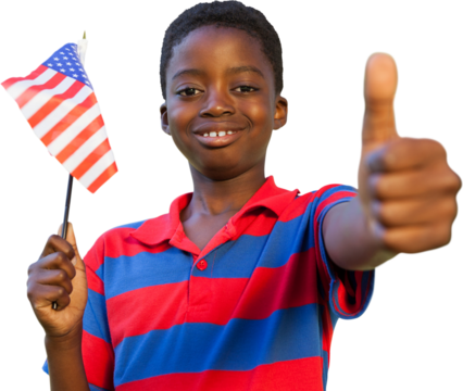 Little boy waving american flag