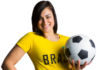 Pretty football fan in brasil tshirt