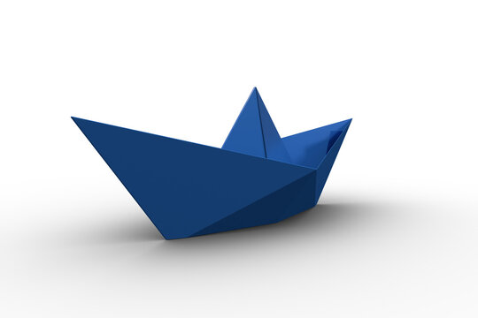 Fototapeta Digitally generated image of blue paper boat