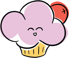 Cute Funny Cupcake Cartoon Characters in Cake and Frosting Cartoon