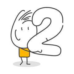Stick figures. Numbers. Isolated on white background. Hand drawn Doodle Line Art Cartoon Design character.