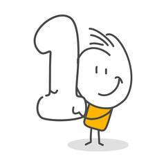 Stick figures. Numbers. Isolated on white background. Hand drawn Doodle Line Art Cartoon Design character.