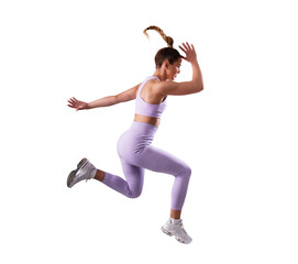 Fit young woman running. PNG file with transparent background.  - 591588733