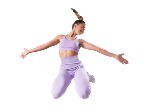 Fit young woman running. PNG file with transparent background. - Powered by Adobe