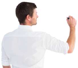 Business man writing with chalk