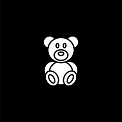 Teddy bear simple icon isolated on black background 