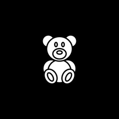 Teddy bear simple icon isolated on black background 