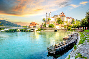 Blick auf Aarburg, Schweiz 