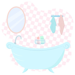 indoors bathroom with tube and accessories