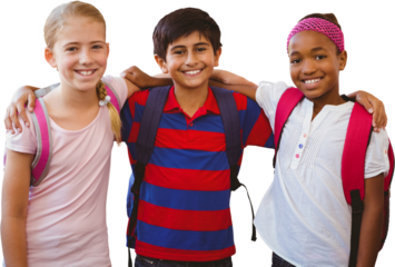 School kids in school corridor