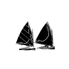 black and white sketch of a sailing ship with transparent background