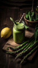 Fresh Asparagus Smoothie on a Rustic Table