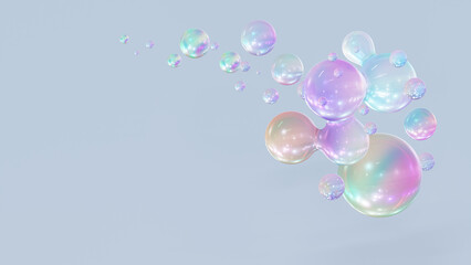 Abstract floating circles with space on a bright pastel-colored background. a 3D-colored sphere with a color spectrum. Template for a sleek, contemporary gradient. 3D rendering. 