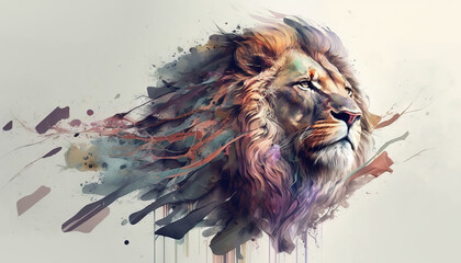 Lion animal abstract wallpaper. Soft background panthera in Pastel colors generative ai