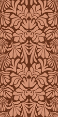 Brown abstract background with tropical palm leaves in Matisse style. Vector seamless pattern.