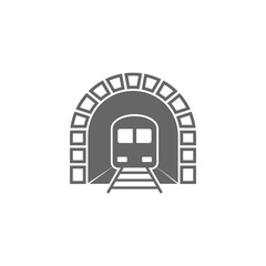 Train in railway tunnel icon isolated on transparent background