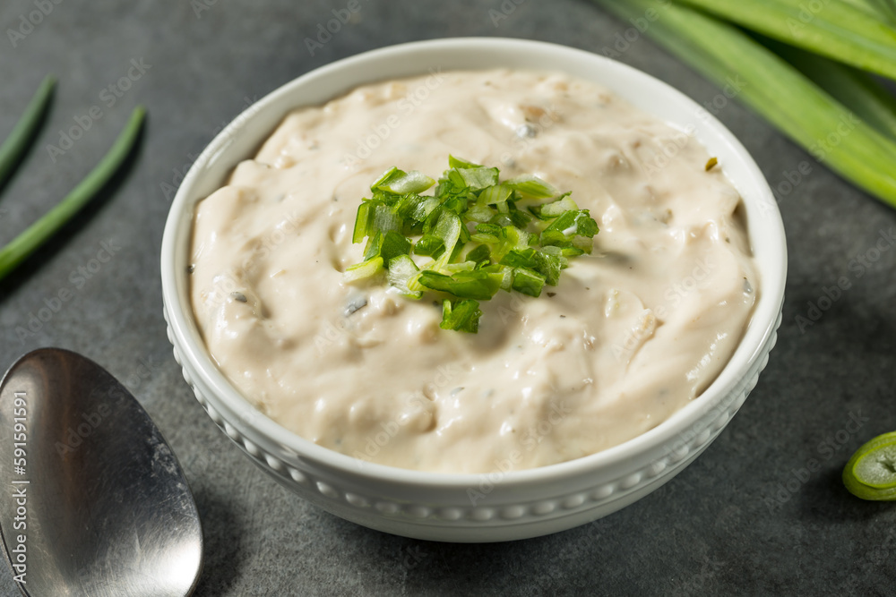 Poster homemade sour cream and onion dip