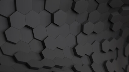 abstract black bending hexagon shape background