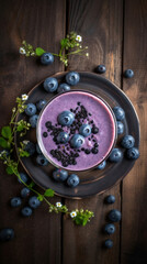 Obraz na płótnie Canvas Fresh Blueberry Smoothie on a Rustic Table