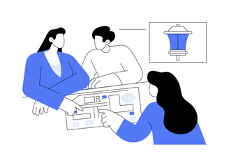 Outdoor lighting plan development abstract concept vector illustration.