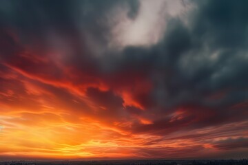 Naklejka na ściany i meble abstract nature sky and skyline photo, in the style of colorful turbulence, dark orange and dark cyan