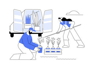 Flower bed planting abstract concept vector illustration.